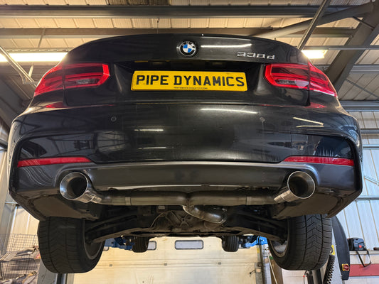 BMW 330D M SPORT 255 BHP F30/F31 - BACK BOX DELETE DUAL EXIT CONVERSION Pipe Dynamics BMW