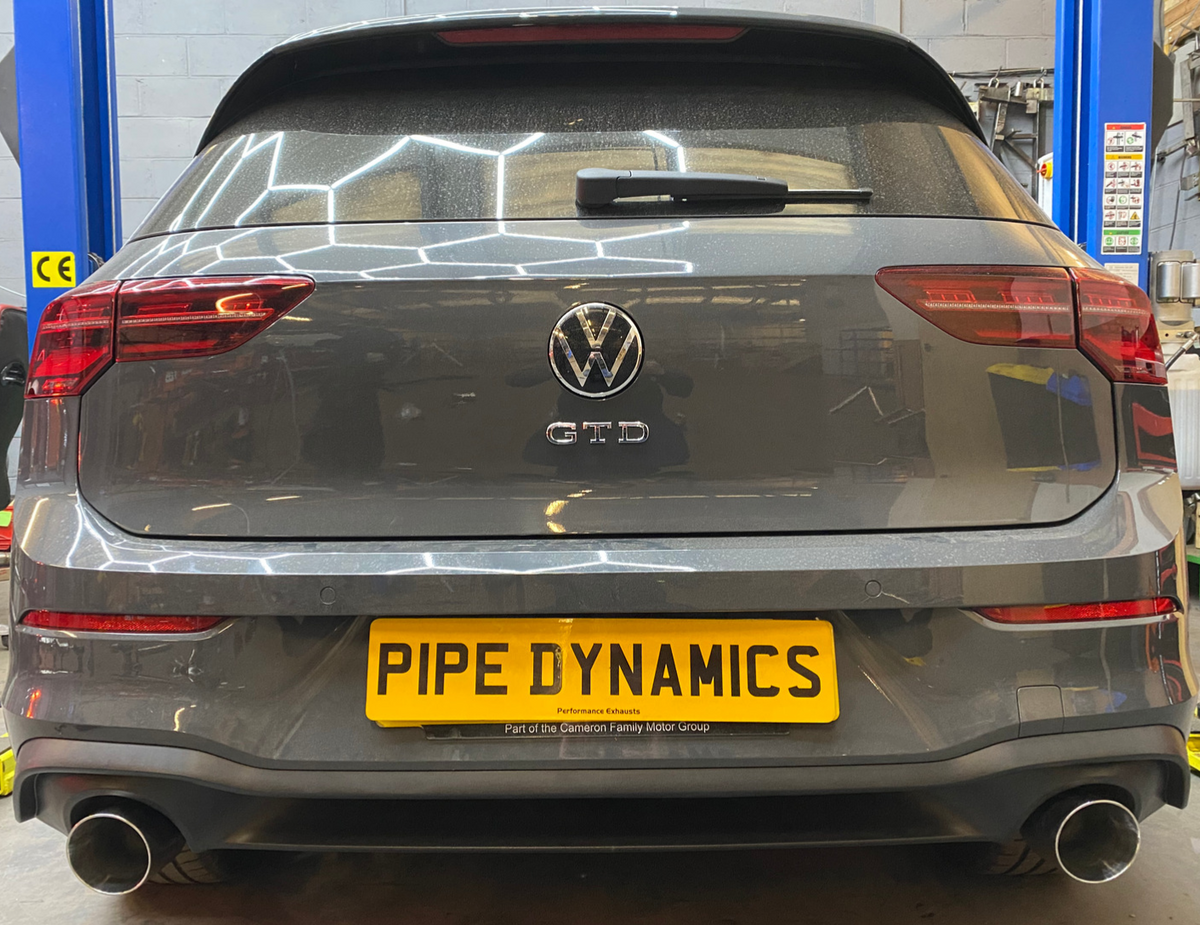 MK8 GOLF 2.0 GTD - DUAL EXIT GTI STYLE CONVERSION Rear Exhaust - Back Box Delete - Pipe Dynamics
