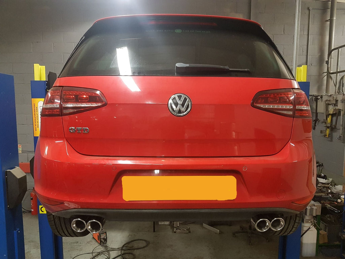 VW Golf MK7 2.0 GTD (without sound pack) Back Box Delete - Quad Exit Conversion Pipe Dynamics Performance Exhaust
