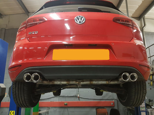 VW Golf MK7 2.0 GTD (without sound pack) Back Box Delete - Quad Exit Conversion Pipe Dynamics Performance Exhaust