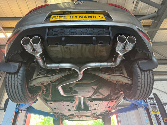 MK7 GOLF 1.4TSI 122/125BHP - QUAD EXIT GOLF R STYLE - STRAIGHT PIPE (CAT-BACK) Pipe Dynamics Volkswagen