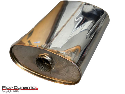 10X5 X 9 Long Oval Stainless Universal Steel Silencer - Choice Of Bore And Configuration Performance