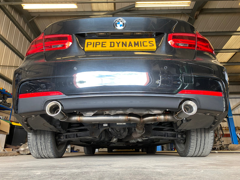 PIPE DYNAMICS BMW 320D LCI F30 F31 DUAL EXIT CONVERSION REAR EXHAUST 340i  STYLE