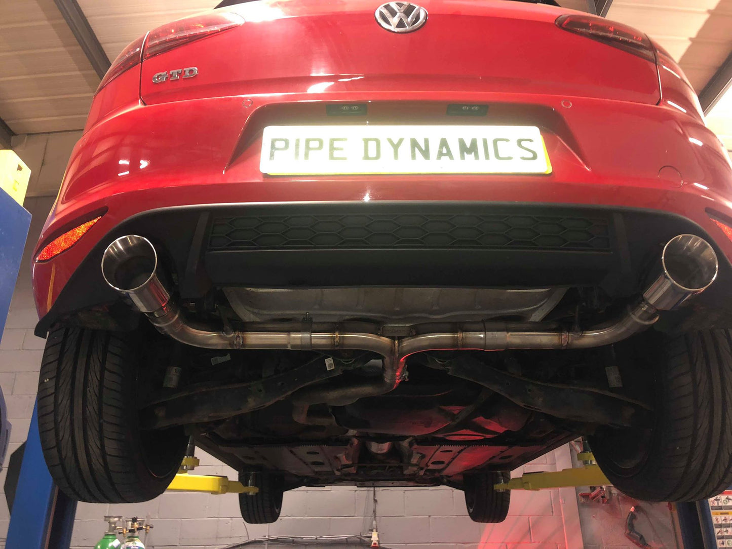 VW Golf MK7 2.0 GTD (without sound pack) Back Box Delete - GTI Style Dual Conversion Pipe Dynamics Performance Exhaust