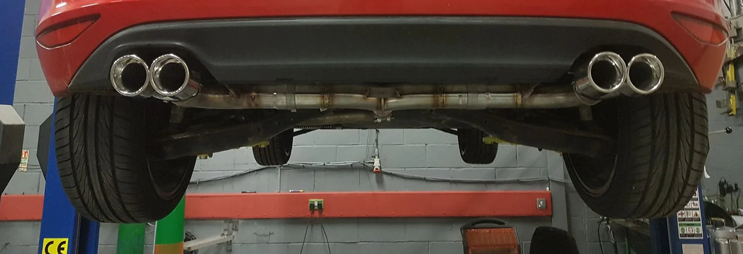 VW Golf MK7 2.0 GTD (without sound pack) Back Box Delete - Quad Exit Conversion Pipe Dynamics Performance Exhaust